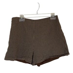 Rihoas Womens Brown Tan Gingham Check‎ Shorts Size Large Lined Classic Cotton